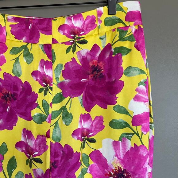 NWT Favorite Daughter Fiona Floral Satin Wide Leg Pants Sz 10 Yellow Pink Floral - Picture 9 of 16